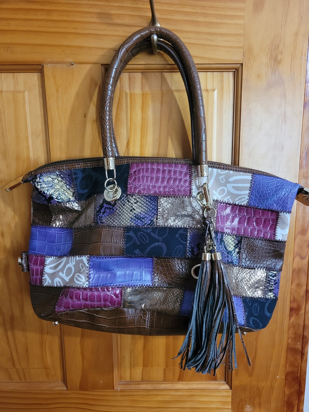 Bebe Moroccan Patchwork Croc Handbag